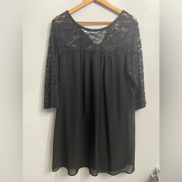 EUC 1X Blk lined Lace Dress - Picture 1 of 9